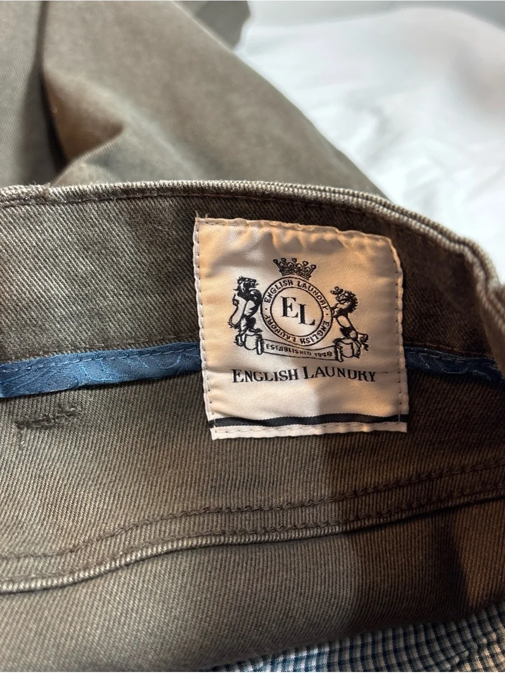 English Laudry Men's Olive Green Straight-Leg Pants. J-52